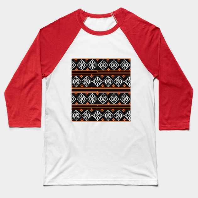 orange and black pattern background fabric pattern Baseball T-Shirt by Studiowup